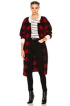 Isabel Marant Etoile Glitz Blanket Coat In Black,checkered & Plaid,red