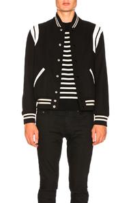 Saint Laurent Teddy Bomber Jacket In Black