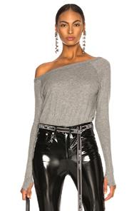 Enza Costa Cashmere Off Shoulder Long Sleeve In Gray