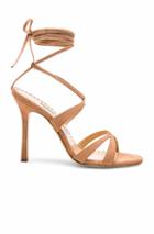 Manolo Blahnik Suede Criss Sandals In Neutrals