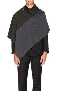 Engineered Garments Block Herringbone Button Shawl In Gray