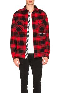 Off-white Quote Flannel In Black,checkered & Plaid,red