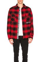 Off-white Quote Flannel In Black,checkered & Plaid,red