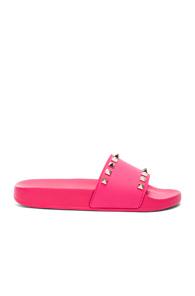 Valentino Pvc Rockstud Slides In Pink