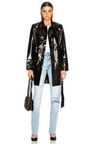 Palmer Girls X Miss Sixty Patent Leather Menswear Short Trench Coat In Black