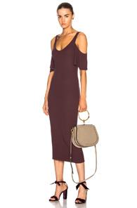 Enza Costa For Fwrd Rib Flutter Sleeve Dress In Red