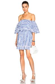 Nicholas Frill Mini Dress In Blue,stripes