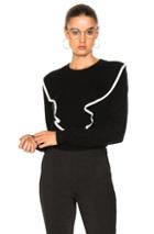 Chloe Cashmere Cotton Ruffle Front Sweater In Black