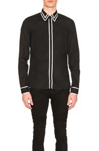 Balmain Long Sleeve Ribbon Shirt In Black