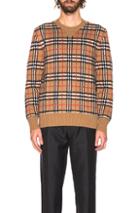 Burberry Banbury Checkered Crew Neck In Neutral,plaid