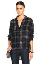 Enza Costa Hi Lo Top In Blue,checkered & Plaid