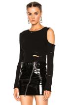 Amiri One Shoulder Long Sleeve Rib Top In Black