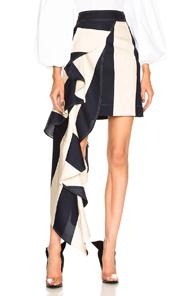 Calvin Klein 205w39nyc Large Stripe Print Ruffle Skirt In Blue,stripes