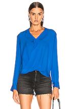 L'agence Rita Drape Front Blouse In Blue