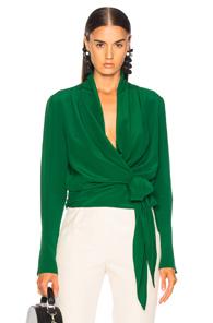 Petar Petrov Elgin Wrap Blouse In Green