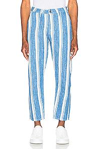 Levi's: Made & Crafted Draft Crop Carpenter Pant In Blue,denim Light,stripes,white
