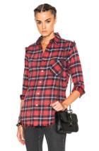 R13 Inside Out Slim Boy Shirt In Red,checkered & Plaid