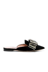 Alberta Ferretti Embellished Velvet Mules In Black
