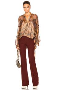 Chloe Foulard Silk Crepon Top In Orange,floral,abstract