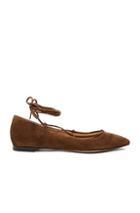Gianvito Rossi Suede Lace Up Flats In Brown