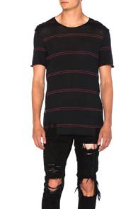 Amiri Double Striped Tee In Black,stripes