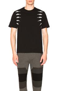 Neil Barrett Fair Isle Sleeve Tee In Geometric Print,black
