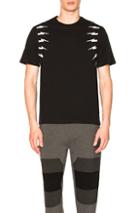 Neil Barrett Fair Isle Sleeve Tee In Geometric Print,black