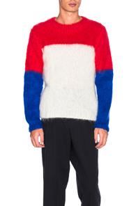 Ganryu Mohair Sweater In Red,white,blue