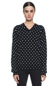 Comme Des Garcons Play Wool Jersey Dot Print Black Emblem Sweater In Black,geometric Print