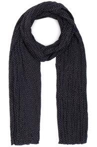 Saint Laurent Pleated Crepe De Chine Dot Scarf In Black,geometric Print