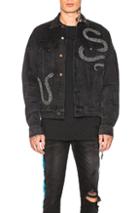 Amiri Glitter Snake Trucker In Black