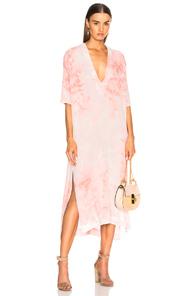 Enza Costa For Fwrd V Neck Caftan In Ombre & Tie Dye,pink