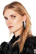 Saint Laurent Layered Art Deco Earrings In Black