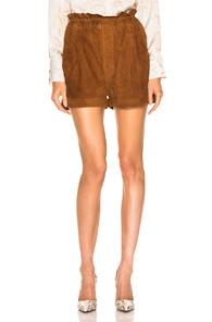 Smythe Suede Paperbag Short In Brown