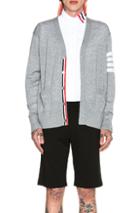 Thom Browne Wool Cardigan With Bar Stripe Sleeve In Gray
