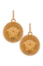 Versace Logo Circle Earrings In Metallic Gold