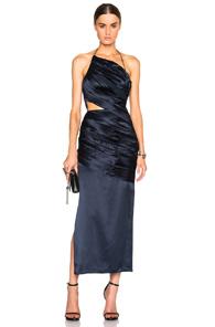 Dion Lee Silk Satin Bias Stack Dress In Blue