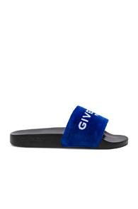 Givenchy Velvet Slides In Blue