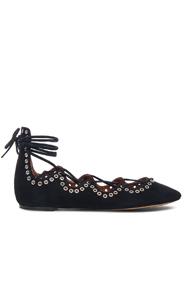 Isabel Marant Leo Eyelet Velvet Flats In Black