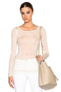 Helmut Lang Sheer Long Sleeve Crew Tee In Neutrals