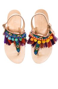 Elina Linardaki Dizzy Parrot Leather Sandals In Neutrals,neon