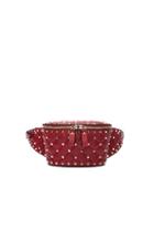 Valentino Small Quilted Rockstud Spike Belt Bag In Red