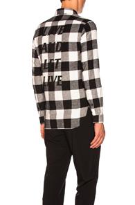 Neil Barrett Live & Let Live Printed Flannel In Black,white,checkered & Plaid