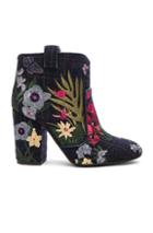 Laurence Dacade Embroidered Wool Pete Booties In Blue,checkered & Plaid,floral
