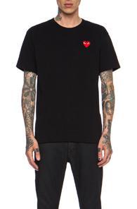 Comme Des Garcons Play Red Heart Emblem Cotton Tee In Black