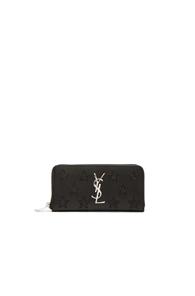Saint Laurent California Monogram Zip Around Wallet In Black,geometric Print