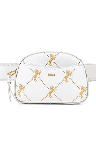 Chloe Mini Signature Embroidered Leather Belt Bag In White