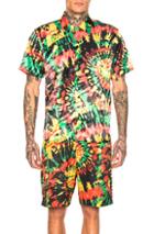 Sss World Corp Hawaiian Shirt In Green,red,tie Dye,yellow