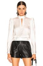 Frame Satin Keyhole Top In White