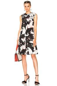 Valentino Butterfly Print Crepe De Chine Sleeveless Dress In Abstract,black,floral